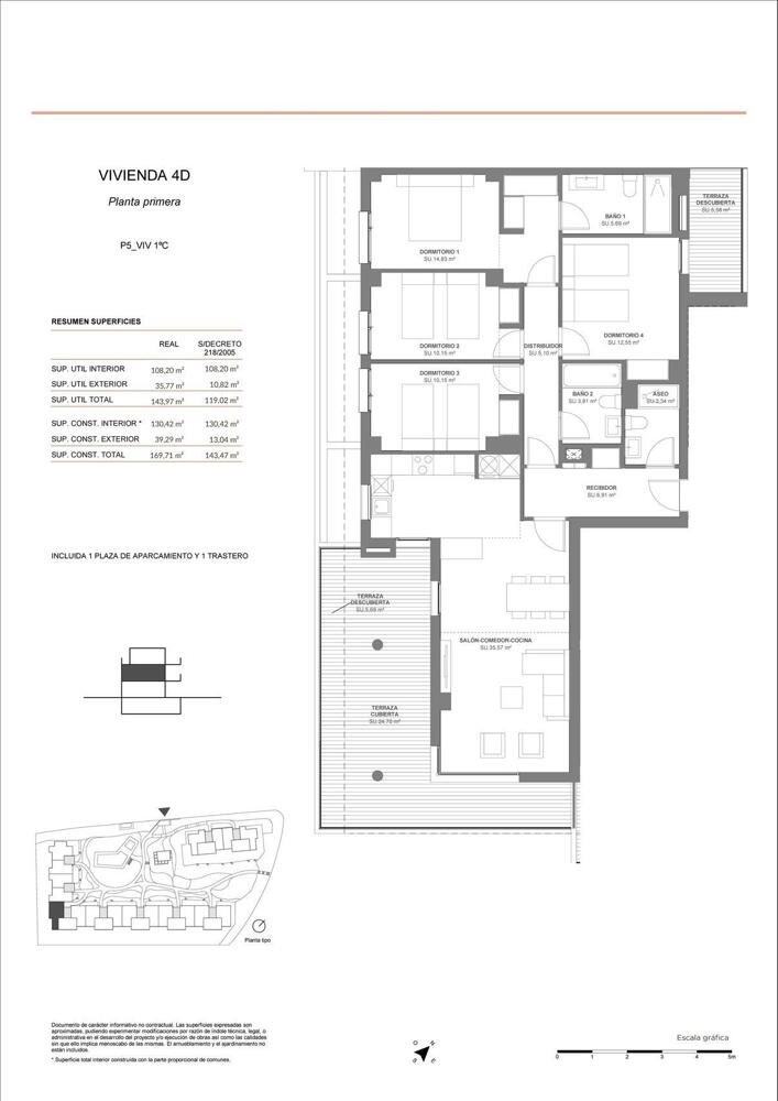 New build, 4 bedroom, 3 bathroom apartment in rincon de la victoria