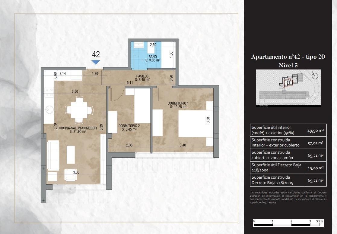 New build, 1 bedroom, 1 bathroom penthouse in Monachil
