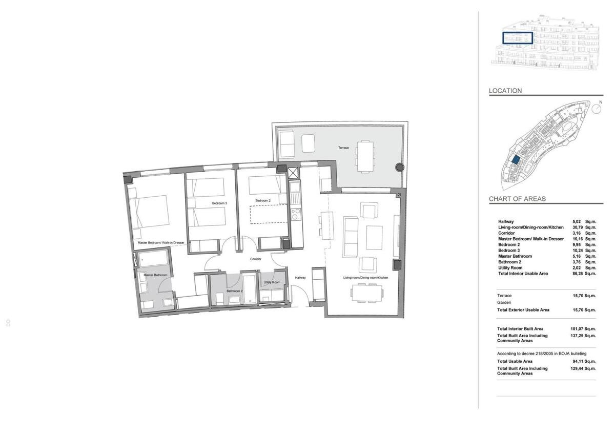 New build, 3 bedroom, 2 bathroom Apartment in Estepona