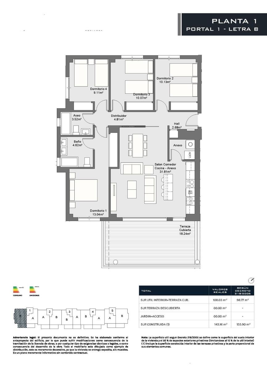 New build, 4 bedroom, 2 bathroom apartment in Torremolinos