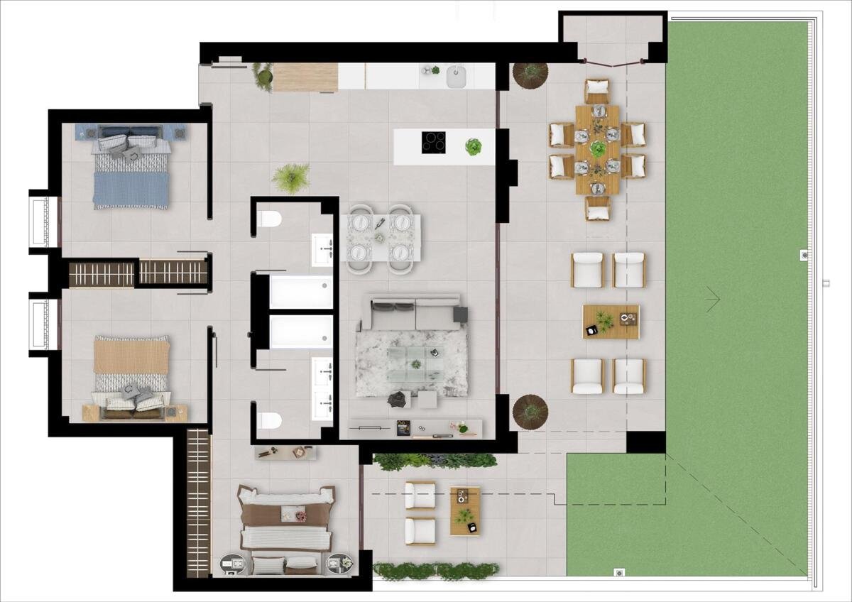New build, 3 bedroom, 2 bathroom apartment in Istán