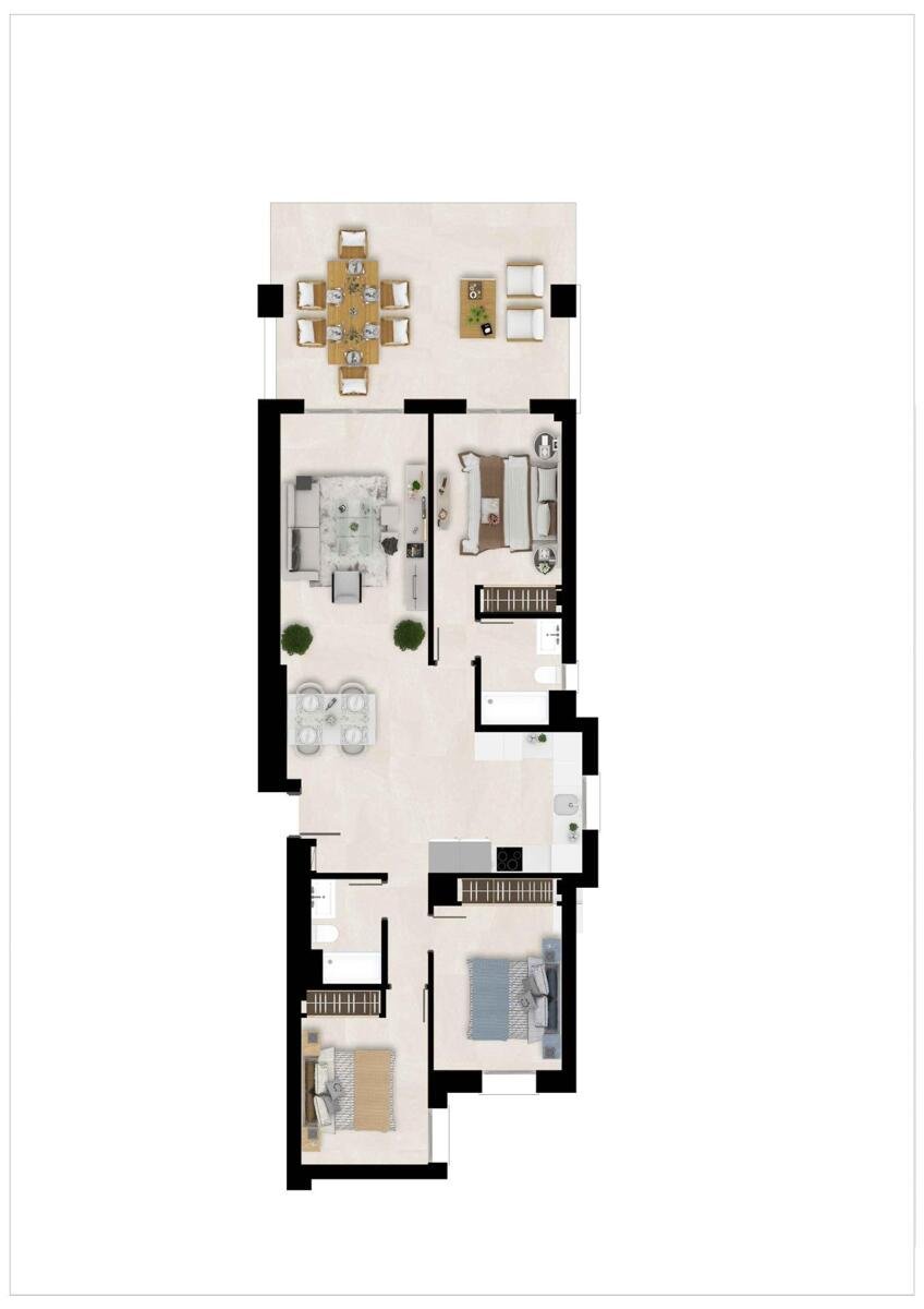 New build, 3 bedroom, 2 bathroom apartment in Estepona