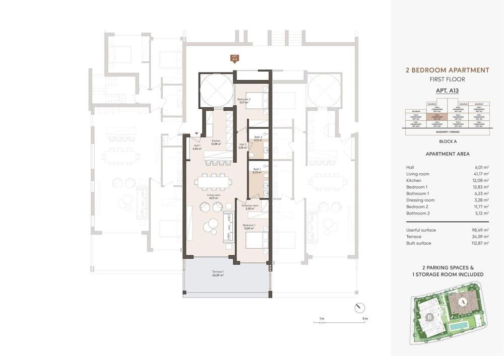 New build, 2 bedroom, 2 bathroom apartment in Estepona