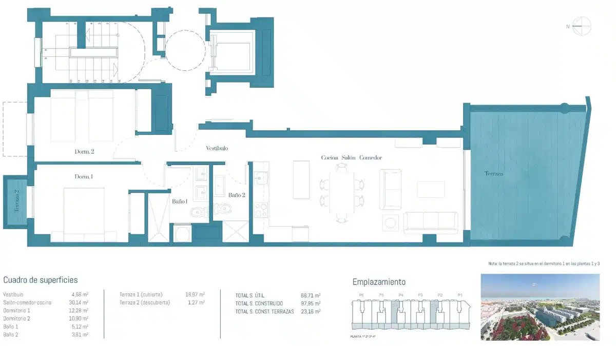 2-Bedroom, 2-Bathroom Apartment with Garage, Storage, and Spacious Terrace in Gated Complex
