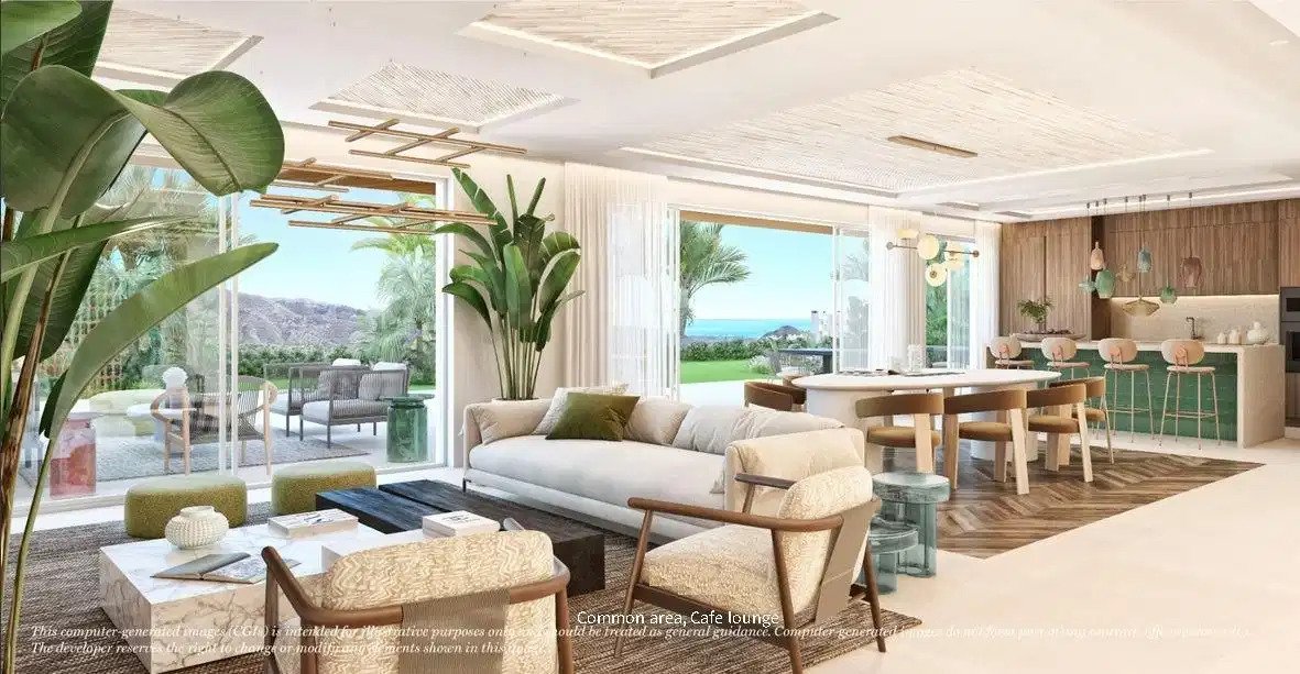 2-Bedroom, 2-Bathroom Apartment with Panoramic Mediterranean Views and Elegant Communal Spaces