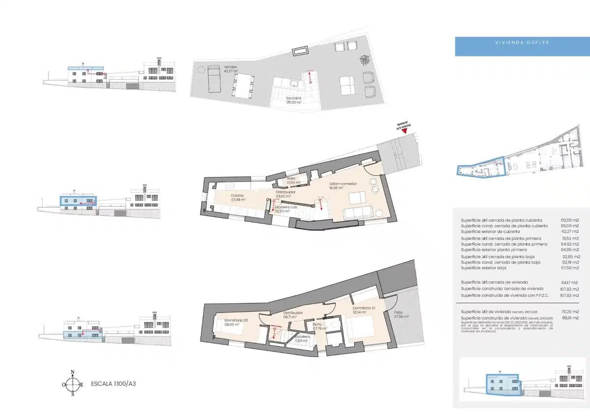2-Bedroom, 1-Bathroom Town House with Sea Views in La Malagueta, Malaga