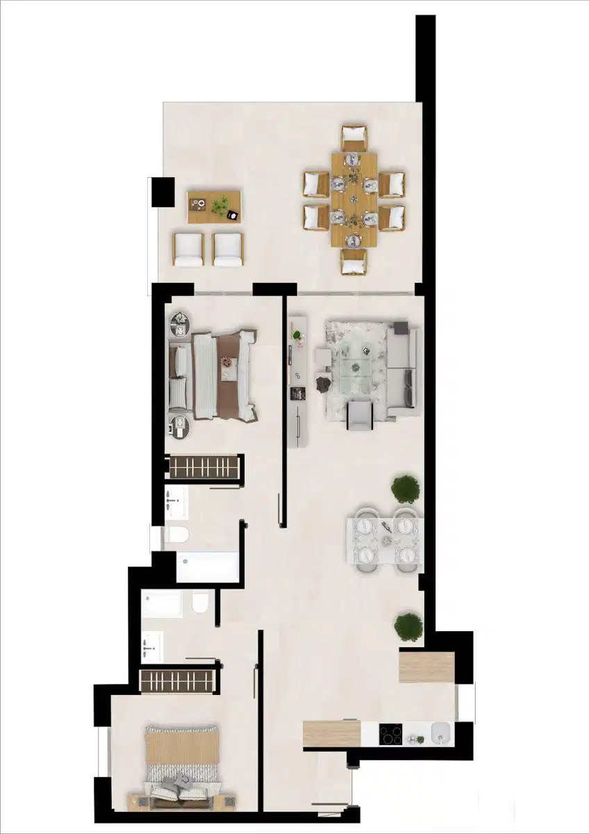 2-Bedroom, 2-Bathroom Apartment with Panoramic Golf and Sea Views in Estepona Golf