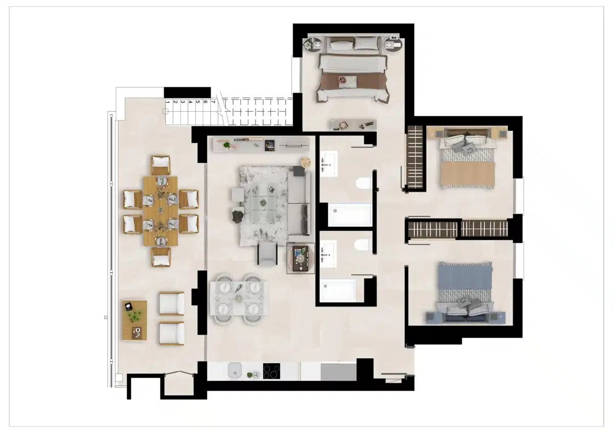 3-Bedroom, 2-Bathroom Penthouse with Panoramic Golf and Sea Views at La Cala Golf Resort