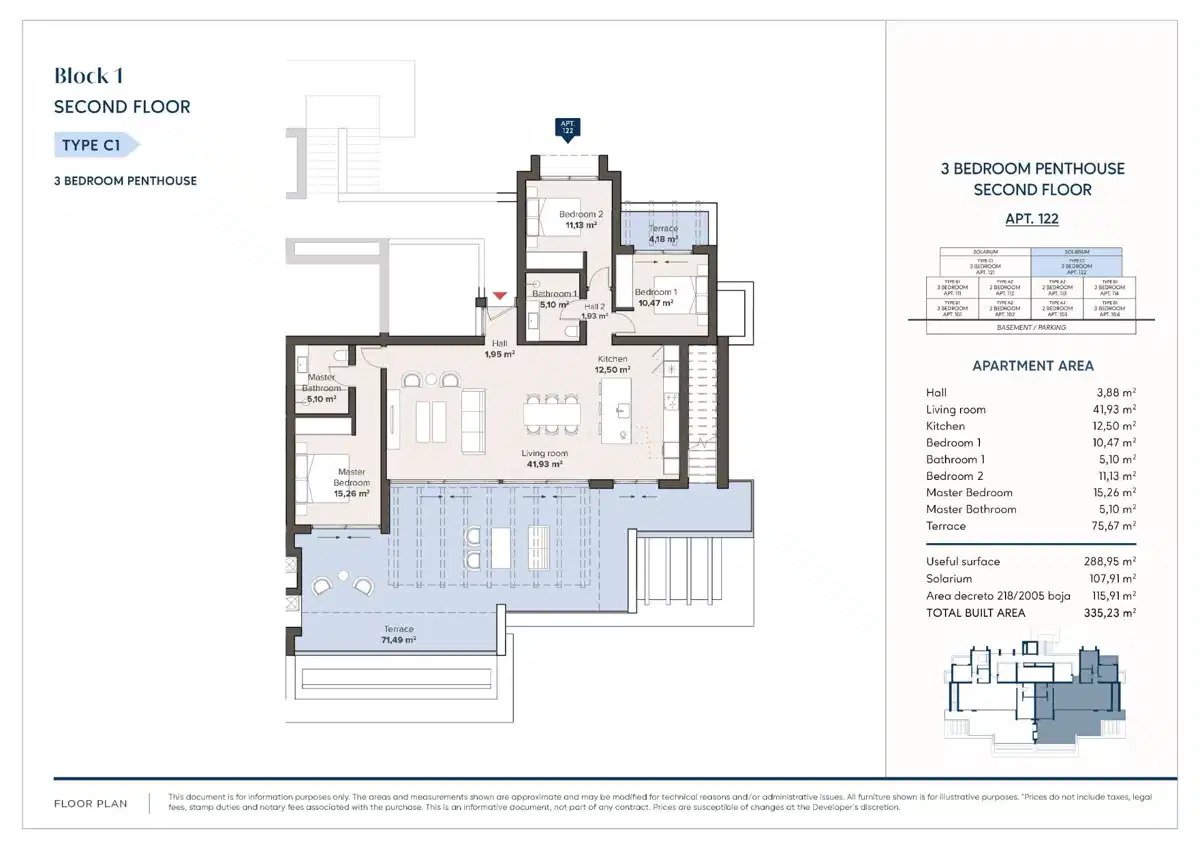 3-Bedroom, 2-Bathroom Penthouse with Expansive Terraces and Underground Parking in Estepona