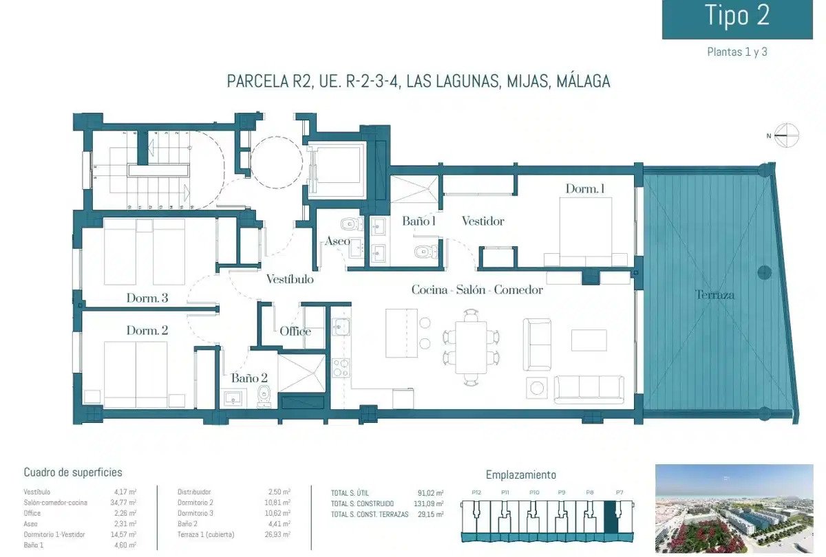 3-Bedroom, 2-Bathroom Apartment with Spacious Terrace, Garage, and Storage in Gated Mijas Complex